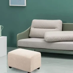 Easy-Going Stretch Ottoman Betræk Sammenklappeligt Opbevaringsskammel Møbelbeskytter Blødt Rektangulært Betræk med Elastisk Bund, Lys Beige
