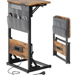 EcoFurnix C-Multiprise og Foldbar Opbevaring Sidebord Brun brun