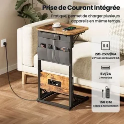 EcoFurnix C-Multiprise og Foldbar Opbevaring Sidebord Brun brun