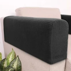 Elastisk Armlænsbeskytter Stræk Sofa Armlænsbetræk Lænestolsbetræk Hjemmekontor Recliner Sofa Loveseat Beskyttelsesstof 2 Stykker (Sort)-XF17-