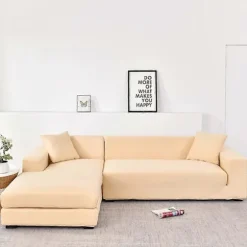 Elastisk sofabetræk, komfortabelt strækstof (beige, 140-180 cm)
