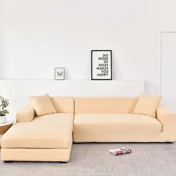 Elastisk sofabetræk, komfortabelt strækstof (beige, 140-180 cm)