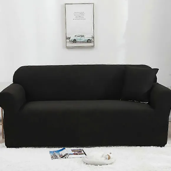Elastisk sofabetræk, komfortabelt strækstof (Sort, 180-230 cm)
