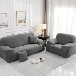 Elastisk Sofaovertræk, Komfortabelt Stretchstof (Grå, 180-230cm)