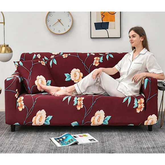 Elastisk sofaovertræk skridsikkert Jacquard elastisk sofaovertræk til 2-personers sofa