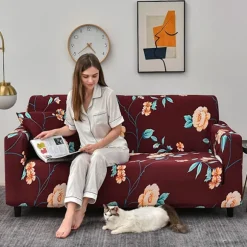 Elastisk sofaovertræk skridsikkert Jacquard elastisk sofaovertræk til 2-personers sofa