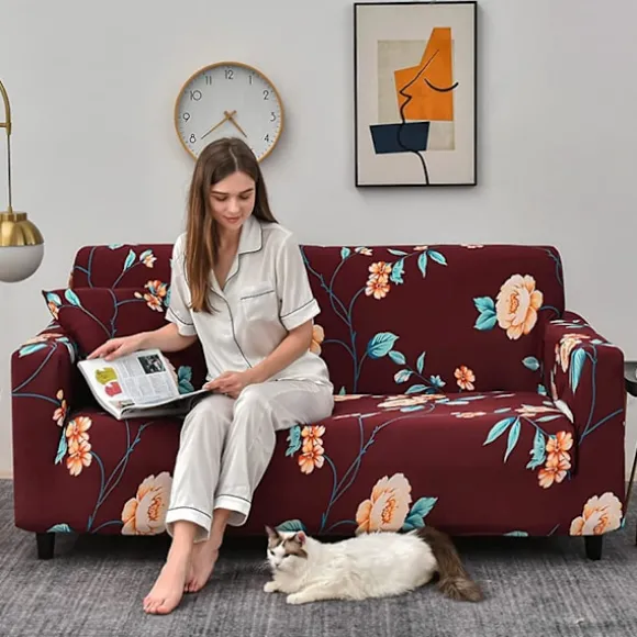 Elastisk sofaovertræk skridsikkert Jacquard elastisk sofaovertræk til 2-personers sofa