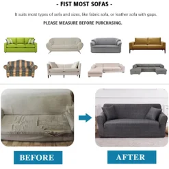 Elastiske sofaovertræk til stue Geometrisk lænestol Loveseat Cover Hjørne L-formet sofa Skal bestille 2 dele cover Farve 1 Medium(145-185cm)1pc