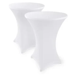 Elegant Antracit Stretch Betræk Bar Bordsbetræk til Bistro Borde White 80 2 Set
