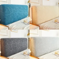 Elegant Sengegavl Betræk, Jacquard Stof Polstret Gavlbeskytter, Blødt Støvtæt Slipcover til Queen King Size Senge (Stilfuld, 360°