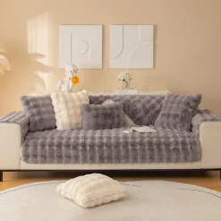Elegant Sofabeskyttelse med Skridsikkert Design, Gråt Sofabetræk i Mikrofiber for Nem Installation og Vedligeholdelse (90 x 90 cm)