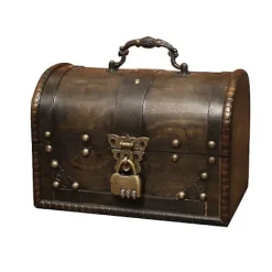 Elegant Træ Pirat Smykkeopbevaringsboks Etui Holder Vintage Skattekiste Til Træ Organizer La