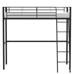 ELIOT børne mezzaninseng i sort metal 90x190cm med boxspring medfølger Svart