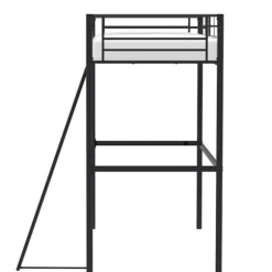 ELIOT børne mezzaninseng i sort metal 90x190cm med boxspring medfølger Svart