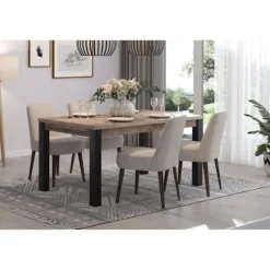 EMILE fast spisebord til 6 personer - Tobaksbrun eg og matsort melamin - L160 x D90 x H77 cm - TRENDTEAM Tobaksbrun ek och mattsvart