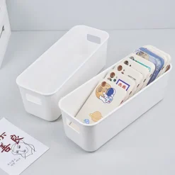 Enkel skrivebords mobiltelefon etui opbevaringsboks kosmetik diverse White