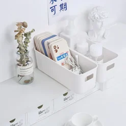 Enkel skrivebords mobiltelefon etui opbevaringsboks kosmetik diverse White