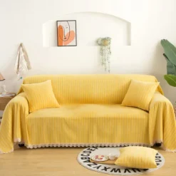 Ensfarvet chenille sofahåndklæde blonde sofabetræk skridsikkert fortykket sofabetræk 180*150cm (pudebetræk ikke inkluderet)