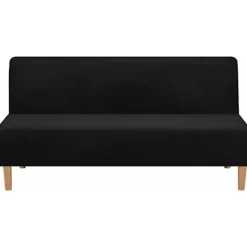 Ensfarvet sammenklappelig sofaovertræk til sovesofa sort polyester til indendørs og udendørs møbelbeskyttelse