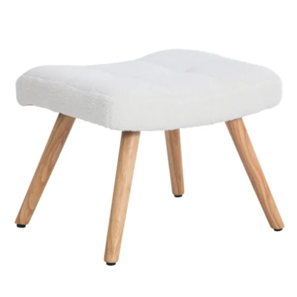 Ergonomisk gyngestol i hvid | Inkluderer fodskammel 49x38x38cm | Robust ramme af gummitræ, bæreevne op til 113 kg White