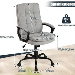 Ergonomisk kontorstol med armlæn og hjul Højdejusterbar drejestol Computerstol