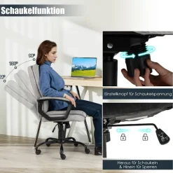 Ergonomisk kontorstol med armlæn og hjul Højdejusterbar drejestol Computerstol