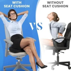Ergonomisk Siddepude i Memory Foam – langsomt genfjedrende, skridsikker pude til kontor, bil og stol, lindrer iskias, haleben og rygsmerter black