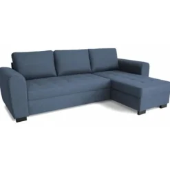 Fast vendbar 4-personers hjørnesofa - Blåt stof - L245 x D150 x H86 cm - HAMILTON - Fremstillet i Ukraine Blå