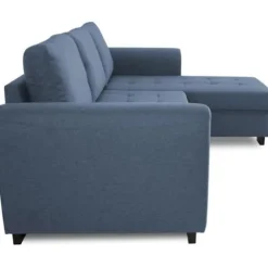 Fast vendbar 4-personers hjørnesofa - Blåt stof - L245 x D150 x H86 cm - HAMILTON - Fremstillet i Ukraine Blå
