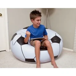 Fauteuilgonflabel Beanles fodboldbold stol - Bestway Sort og hvid