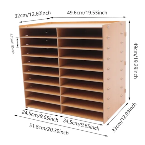 Filorganisator, 9 niveauer, 18 rum, moderne design, Brun