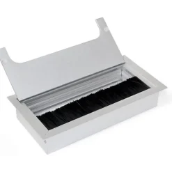 Firkantet Kabelgennemføringsdæksel 160x80mm til Indbygning i Skrivebord, Kabelorganisator til Møbler, Mat Anodiseret Aluminium, Sæt med 5