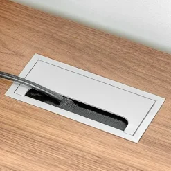 Firkantet Kabelgennemføringsdæksel 160x80mm til Indbygning i Skrivebord, Kabelorganisator til Møbler, Mat Anodiseret Aluminium, Sæt med 5