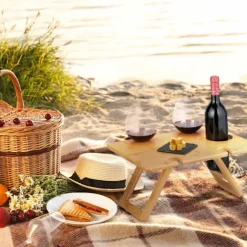 Firkantet picnic vinbord i bambus
