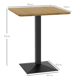 Firkantet spisebord, mørkebrunt, trælook, stålfod