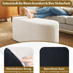 Fløjlsbænk, 120 cm, beige, højdensitetsskum