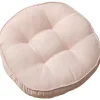 Fløjlsrund stolpude stor solid puf tuftet tyk meditations pude tatami gulv stolpude, 22x22 tommer, pink