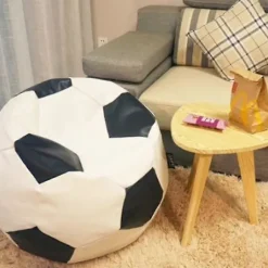 Fodbold Oxford Stof Børne Sækkestol Betræk Til Børn Udstoppede Dyr Opbevaring 3 Farver At Vælge Imellem - Hvid 80cm - På lager - God