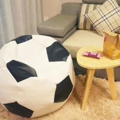 Fodbold Oxforddug Børne Sækkestolsbetræk Til Børn Plysdyrsopbevaring 3 Farver At Vælge - Hvid 80cm - Fremragende