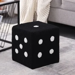 Fodskammel Blød Behagelig Enkel Varmt Stabil Base Terning Skammel til Hjem Stue Soveværelse Sort 29x29x25cm