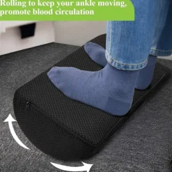 Fodstøtte med skridsikker bund for øget stabilitet, ergonomisk pude med åndbart mesh-betræk for komfort hele dagen, ideel til kontor og hjemmebrug