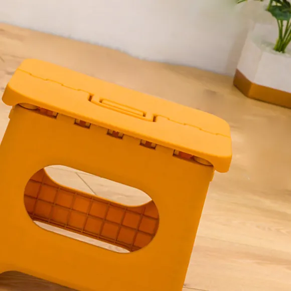 Foldbar Fodskammel Bærbar Stærk Pladsbesparende Plastik Fodstøtte til Voksne og Børn Gul