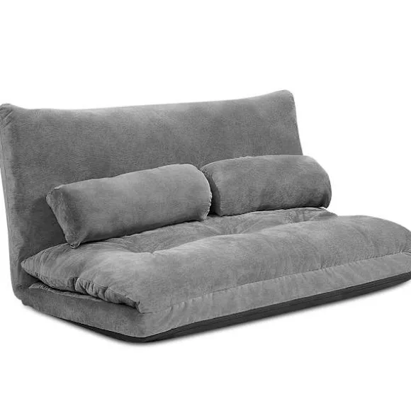 Foldbar gulvsovesofa, justerbart ryglæn, grå