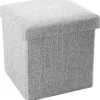 Foldbar Ottoman 30x30x30 cm i Alaska Grå - Dekorativ Opbevaringsboks i Linned-look Stof for at Spare Plads - Skammel Bænk Sæde