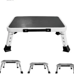 Foldbar Skammel – Justerbar Stige med Skridsikker Platform & Gummifødder | Til Voksne & Børn, Køkken, Soveværelse, Kontor & Campingvogn