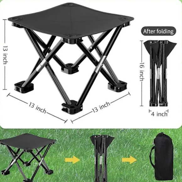 Foldbar Skammel Sammenklappelig Skammel Sammenklappelig Skammel Camping Skammel, Foldbar Skammel med Stabile Fødder og Bæretaske, Foldbar Skammel til Picnic Fiskeri | Fyndiq