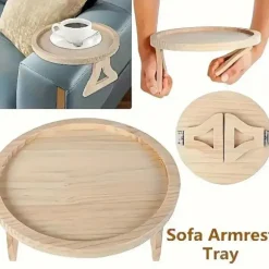 Foldbart bakke til sofaarmlæn, frugtbakke til sofa 25X25CM