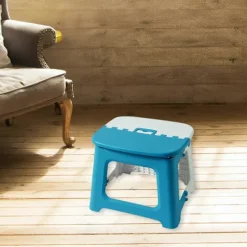 Foldeskammel Stabil Struktur med Håndtag God Bæreevne Bærbar Camping Vandrekammel Hjemmeforsyning Blue M