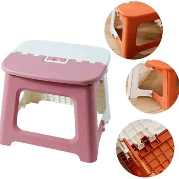 Foldeskammel Stabil Struktur med Håndtag God Bæreevne Bærbar Camping Vandrekammel Hjemmeforsyning Pink L