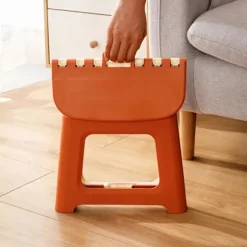 Foldeskammel Stabil Struktur med Håndtag God Bæreevne Bærbar Camping Vandrekammel Hjemmeforsyning KAESI Orange L